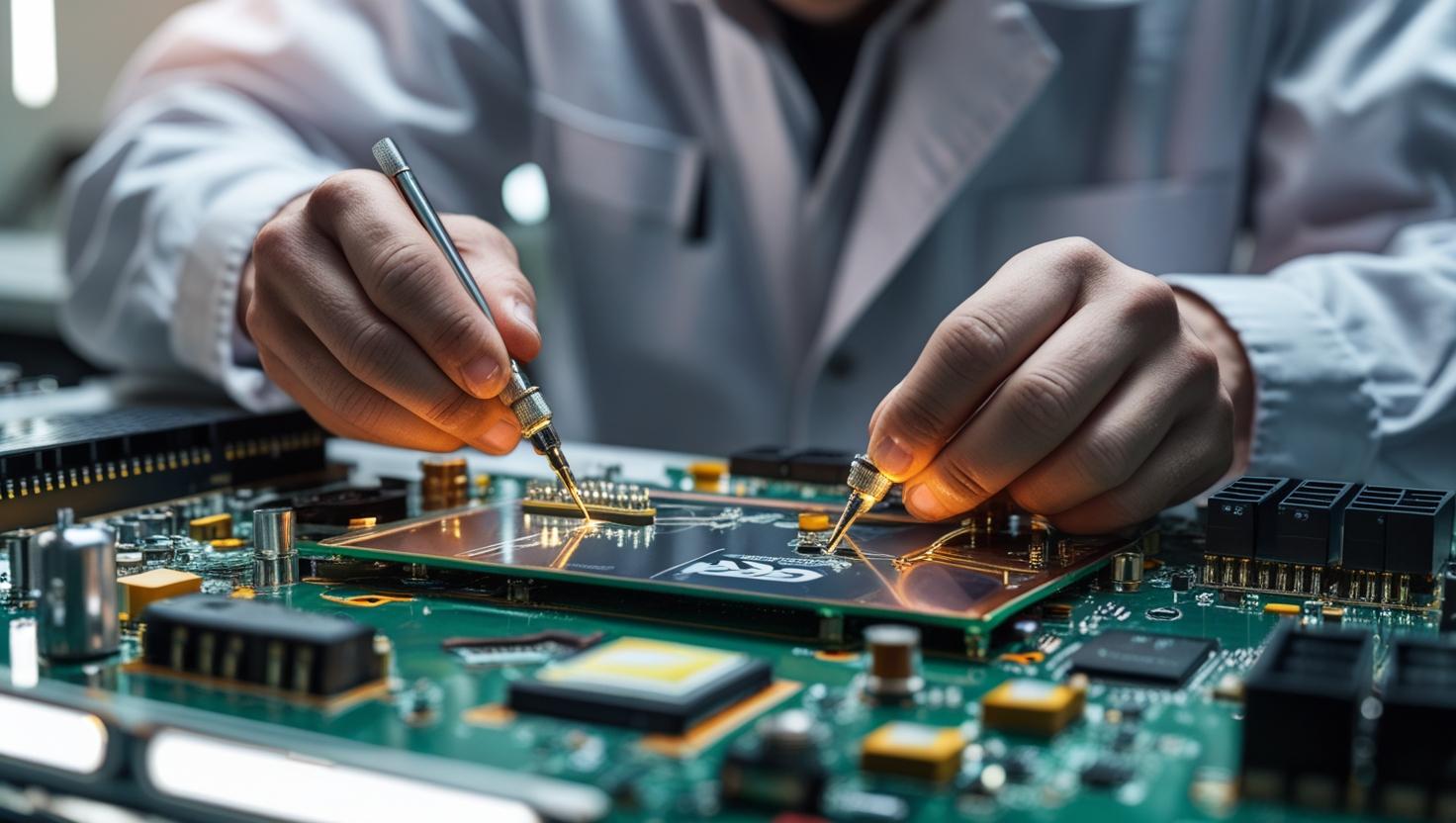Técnico da A.S. Eletrônica reparando eletrônicos